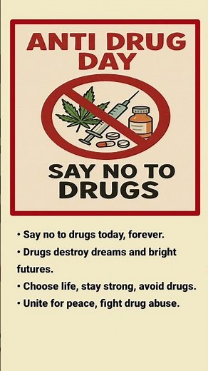 Anti Drug Day Poster 2025| International Day Against Drug Abuse Poster| Say No To Drugs| No Smoking