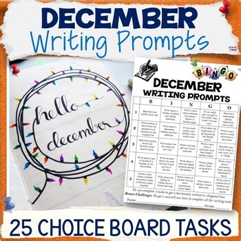 December Writing Prompts Warm Ups - Creative Writing Time Fillers Choice Board