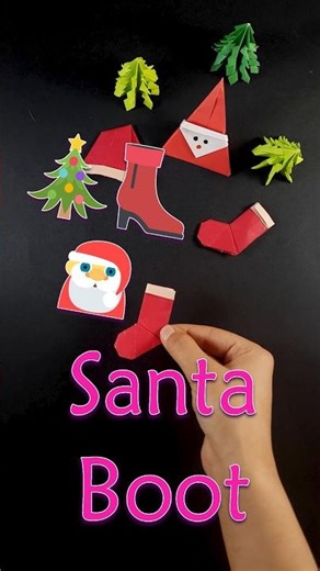 How to Make an Origami Santa Boot 🎅👢 Easy & Fun #origami #shorts #art #santa #christmas