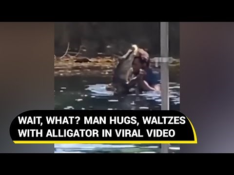 Florida man dances with alligator in pond in a viral video