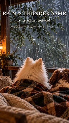 Rain & Thunder ASMR in a Cozy Cabin 🐶🌧️ | White Noise for Sleep & Relaxation #rainasmr #whitenoise