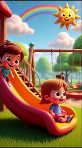 Colorful Slide Adventure for Kids Playground Fun 🌈🛝| 3D Animation #kidsplaying #kidsplaytime
