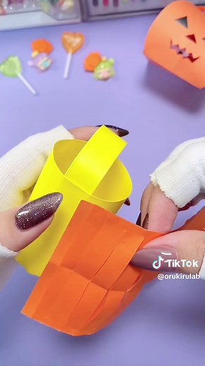 ハロウィン🎃👻ランタン風かぼちゃカゴの手作り方法