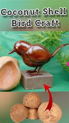 Coconut Shell Bird Craft 🐦✨"