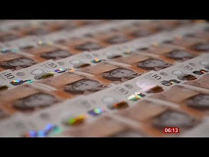 New £10 banknote with new king (Charles III) on them - printing process (UK)
