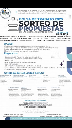 Bolsa de Trabajo 2025: Sorteo de Propuestas IMSS