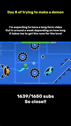 Day 8 of trying to make a demon in geometry dash! #shorts