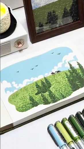 How to Draw SERENE Green Hills in 8 Minutes! (Easy Landscape Tutorial) ✏️🌄