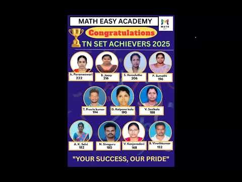 🏆 TNSET Results Out | Congratulations to Our Successful Students! | Matheasy Academy