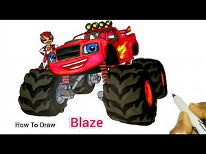How To Draw + Colour Blaze and the Monster Machine | Monster Truck drawing
