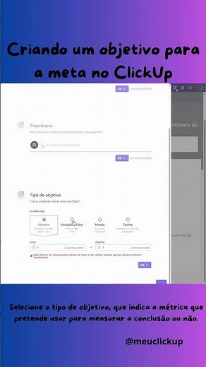 Criando um objetivo para a meta no ClickUp #viral#clickupconsultant #turorial #clickup