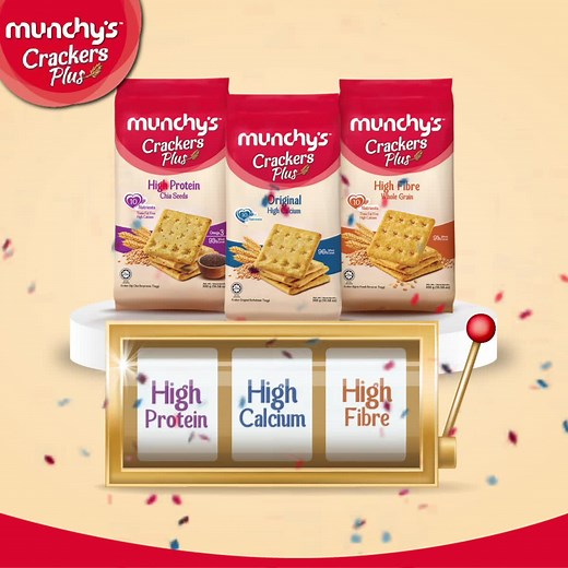 Every little cracker in Munchy’s Cracker Plus is tasty AND big on nutrients. Indulge in all 3 variants. HIGH PROTEIN, HIGH CALCIUM, HIGH FIBRE, jam-packed with 10 nutrients for your optimal health! Share a crunchy bite for a healthy boost now! Get yours here: https://shopee.com.my/munchys.os www.lazada.com.my/shop/munchys-official-store | Munchy's