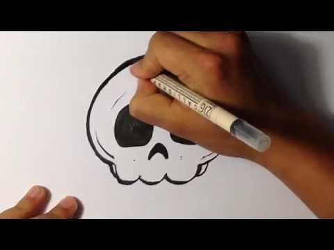 How to Draw a Cute Skull - Halloween Drawings