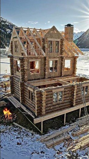 Building Rustic Roots Cabin in Forest Step by Step #survival #homestead #tinyhouse #wood