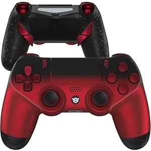 HEXGAMING NEW EDGE Wireless Controller Compatible with ps4-4 Back Buttons, 6 Profiles, Hair Triggers, Swappable Thumbsticks - Shadow Red
