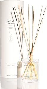 Brooklyn Candle Studio Reed Scent Diffuser - Relaxing Oil Diffuser, Sandalwood & Amber Fragrance, 8 Rattan Diffuser Reeds, Clean Ingredients (4.4 oz, Santorini)