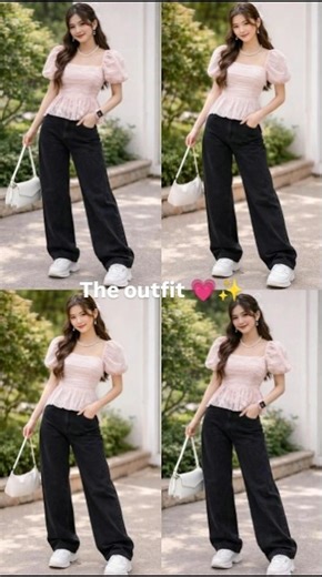 Cute Pink Top + Black Jeans Outfit Idea 💖 Simple but Super Stylish!”#viral #shorts #fyp #outfitideas