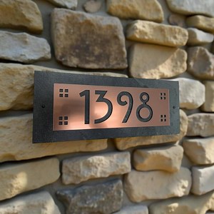 Craftsman HOUSE NUMBERS, Slate Hill House Mission Style Address Plaque, Copper, Platinum or Bronze - Etsy