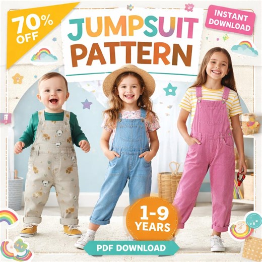 Kids Overalls Sewing Pattern PDF Short & Long | Baby Toddler Child | Sizes 56M/9Y - Etsy
