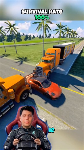CAR vs TWO TRUCKS! 💥😱 WHO WINS? | BeamNG.drive #shorts #beamngdrive #beamng #crash #crashtest