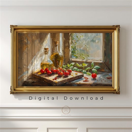 Olive Oil and Tomato Art Print, Impasto Style, Rustic Italian Kitchen Decor, Culinary Wall Art, Foodie Gift, Farmhouse Dining Poster - Etsy