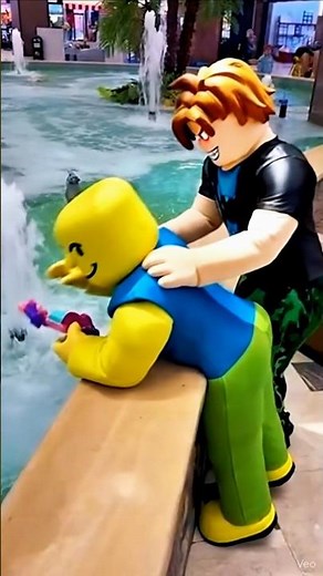 😡 EVIL BACON Just BUMPED the NOOB! Did his toy fall? #RobloxIRL #roblox #robloxshorts