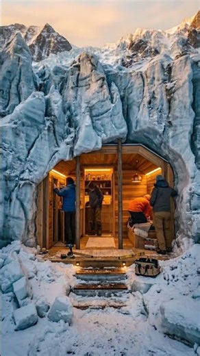 I Built a Secret Cabin INSIDE a Glacier! 🧊🪚