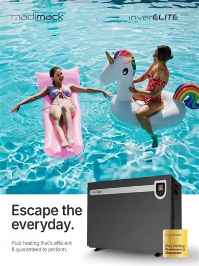 Madimack on Instagram: "Give your customers the ultimate “I’m off work, don’t bug me” setup — all in their own backyard. 😎 With the Madimack inverELITE V4, you’re offering more than just pool heating. You’re delivering comfort, quiet operation, and energy efficiency trusted by pool professionals. Your customers craving an escape? Give them the ultimate pool upgrade. 🌞 #MakeItaMadimack #MadimackAU #inverELITEV4 #EnergyEfficientPools #PoolHeating"