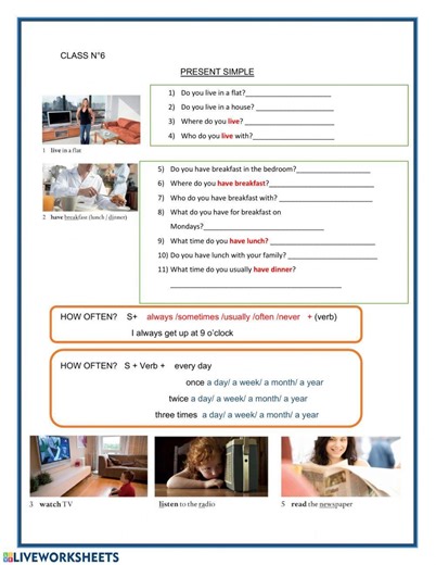 English file Present Simple worksheet