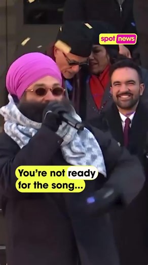 What an iconic moment 👌🏼 Zohran Mamdani’s inauguration ceremony ended with a performance from Punjabi artist Babbulicious 🎶 #zohranmamdani #babbulicious #fyp #desi