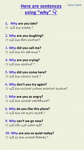 840K views · 8.6K reactions | Some Example Sentences using " WHY " . . . #dailylife #English #learn #spokenenglish | Spoken English Class | Facebook