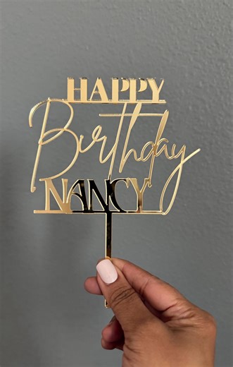 Custom Acrylic Happy Birthday Cake Topper, Acrylic Name Cake Topper - Etsy