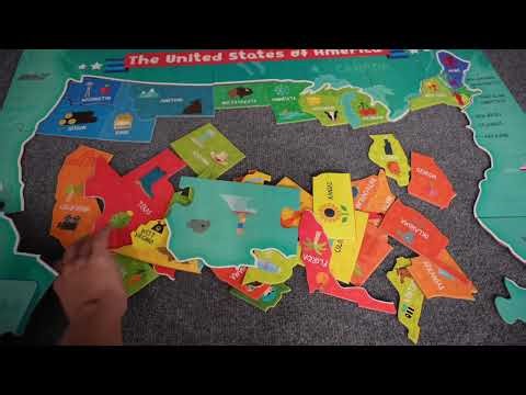 his USA Map Puzzle is HUGE! 🧩😲 50 State pieces!