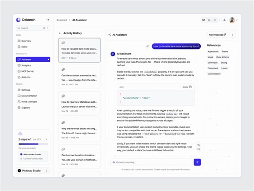 Document Intelligent Dashboard AI Assistant Page