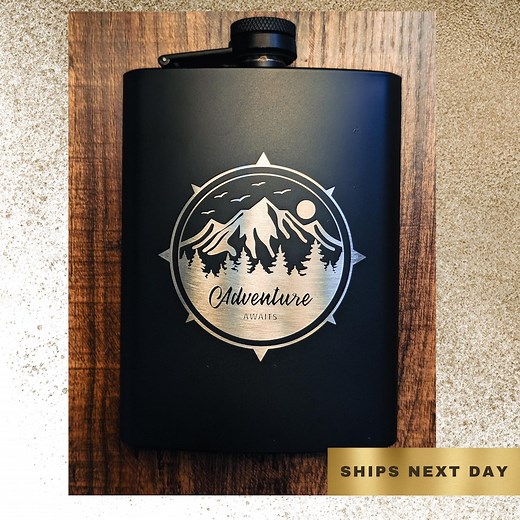 Custom Engraved 8oz Stainless Steel Flask, Premium Stainless Steel or Black Hip Flask, Personalized Logo Engraving, Groomsman Black Flask - Etsy