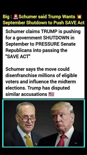 Schumer Accuses Trump of Using Shutdown to Push SAVE Act