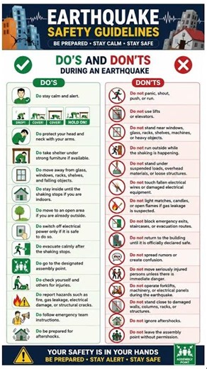 Earthquake Safety Guideline -Dos and Don'ts #safety #safe #safetyfirst #safetyawareness