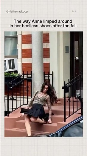 The way Anne Hathaway limped around in her heelless shoes after the fall 😭👠#AnneHathaway