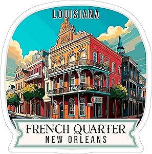 French Quarter, New Orleans Louisiana Sticker 4 Inch Travel Souvenir City - Waterproof Vinyl Decal for Laptop Water Bottle Car Tumbler - Durable Aesthetic Long-Lasting Stickers for Adults ID44990