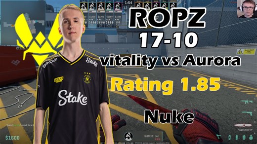 【POV纯享】ropz (17-10) 小蜜蜂 vs Aurora (nuke)2026BLAST公开赛