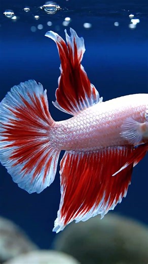 Rare Red and White Betta Fins in 4K Detail 🐠 #bettafish #rarefish
