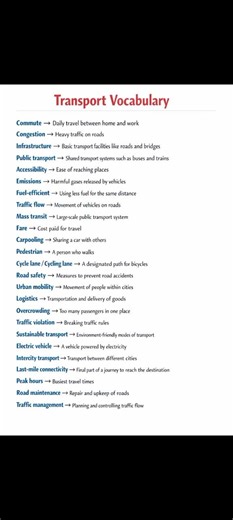 Transport Vocabulary