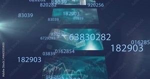 Semi-transparent panels floating in blue space, showing network diagrams and scrolling code lines