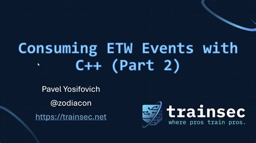 Capture ETW events with C++ (Part 2) » TrainSec