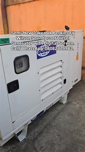 Daystol Power Services Ltd on Instagram: "Super Clean 33kva Fg Wilson JMG (Uk Perkins) Soundproof Diesel Generator with Digital Screen (thumb start). This Generator is working like Brand New and its 2024 Latest model. PRICE- #6.3m Call/WhatsApp- 08082279983 or 08134354910. DAYSTOL POWER SERVICES LTD. GENERATOR STAND- 10, Abanikanda Street, Haruna B/stop, College Road, Ogba-Ikeja. Lagos NOTE- **** We will test the Generator and put load on it for you. But Battery and diesel is not going with the 