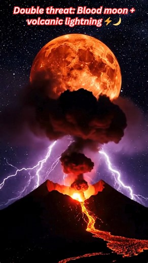 That's not CGI that's what happens when a volcano creates its own THUNDERSTORM. The ash particles rub together and create static electricity so intense it literally explodes into lightning Add a blood moon eclipse? Chef's kiss of chaos Nature really said 'let me show you what apocalyptic beauty looks like' This is called a 'dirty thunderstorm' and it's one of the most metal things on Earth 🔥 𝐑𝐚𝐭𝐞 𝐭𝐡𝐢𝐬 𝐩𝐡𝐞𝐧𝐨𝐦𝐞𝐧𝐨𝐧 𝟏-𝟏𝟎 👇" #VolcanicLightning #BloodMoon #DirtyThunderstorm #Nat