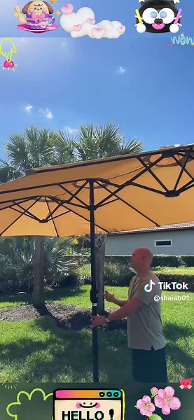 15ft Solar LED Patio Umbrella for Outdoor Spaces