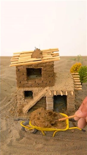 Incredible Mini Mud House Built with Real Clay Bricks