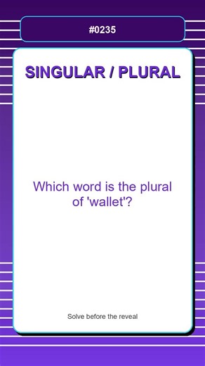 Singular and Plural Quiz | Which word is the plural of 'wallet'? | English Grammar