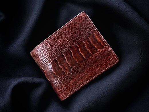 Exotic Ostrich Leg Leather Bifold Wallet, Handmade Men's Luxury Wallet With Coin Pocket - Etsy
